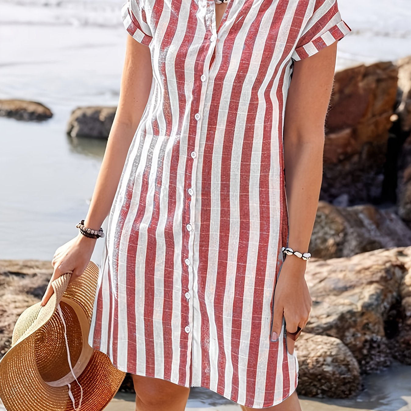 Maréva | Robe Chemise Rayée Fluide (Grande taille)