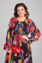 Léonie (Grande taille) | Robe midi fleurie élégante