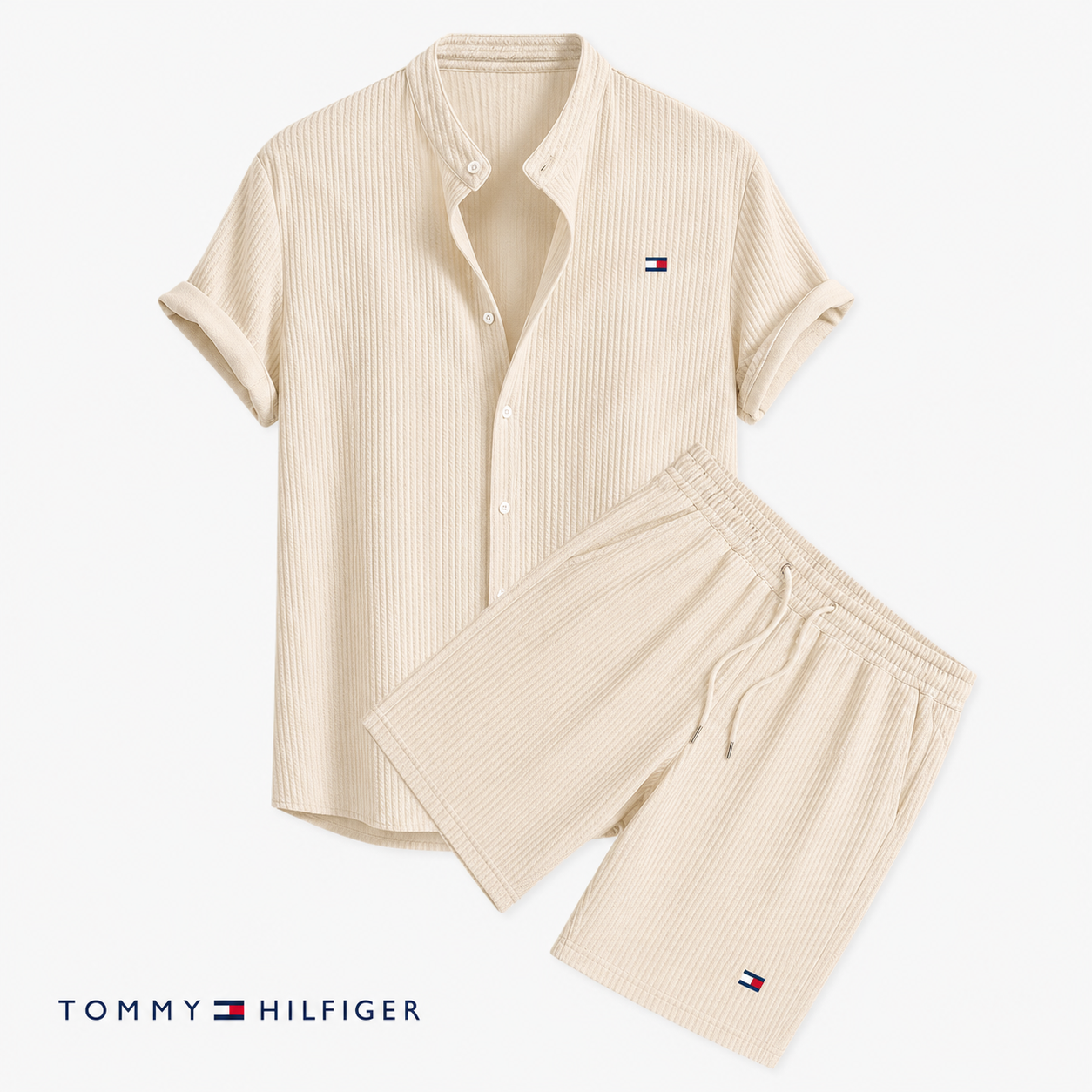 Tommy – Ensemble d’été pour homme avec chemise à manches courtes et short | 1 acheté = 1 offert