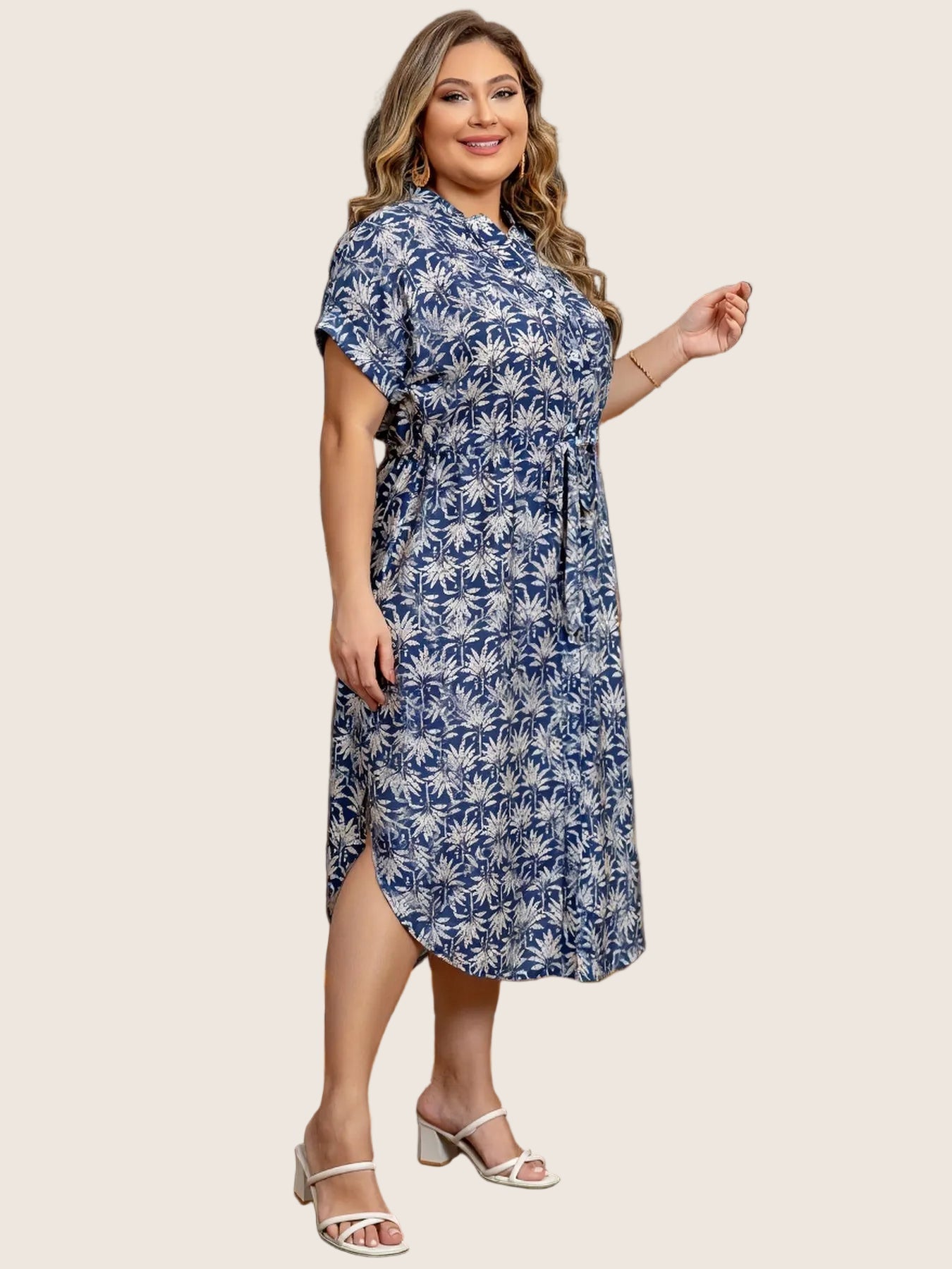 Noléa | Robe Midi Fluide à Imprimé Élégant (Grande Taille)