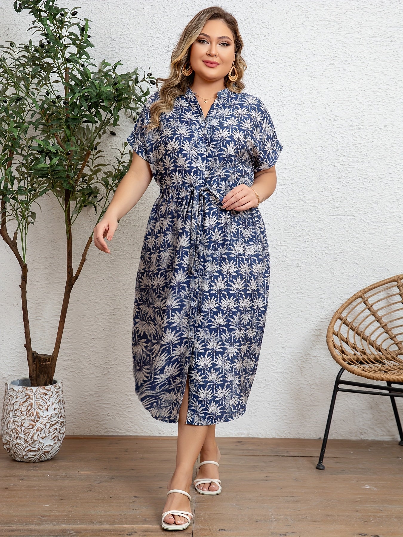 Noléa | Robe Midi Fluide à Imprimé Élégant (Grande Taille)