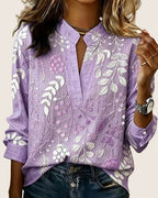Floréa | Blouse Fleurie à Col Montant Élégant