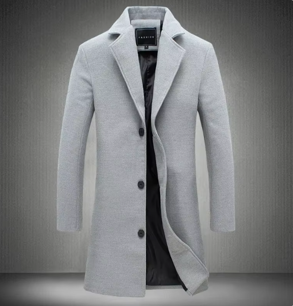 Davor Lange Herenjas – Stijlvolle Overjas met Klassieke Revers