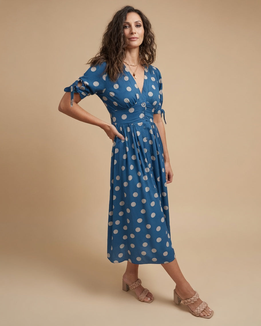 Monique | Robe Fluide à Pois