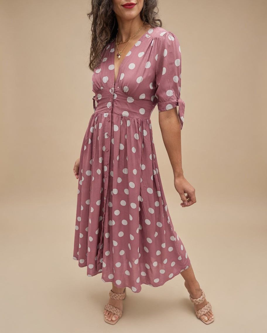 Monique | Robe Fluide à Pois