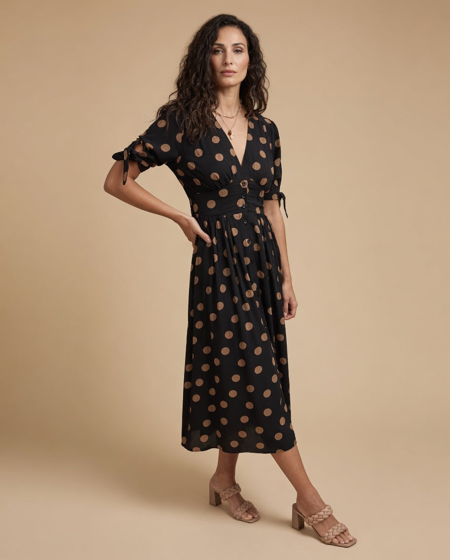 Monique | Robe Fluide à Pois