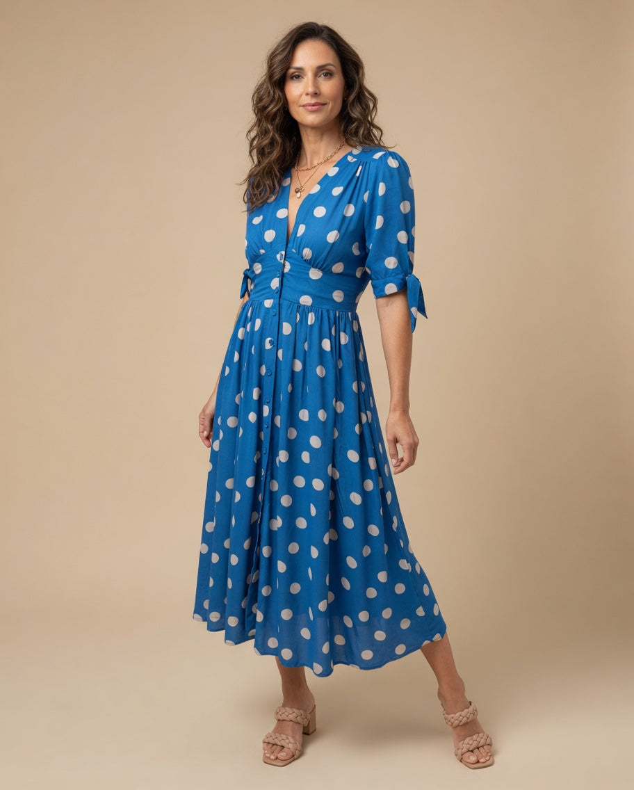 Monique | Robe Fluide à Pois