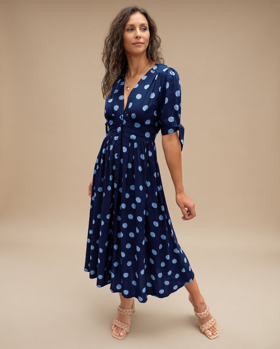 Monique | Robe Fluide à Pois