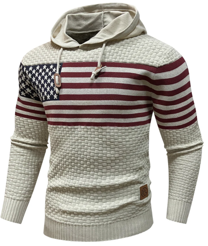 US Vlag Hoodie Heren – Stoere Sweater met Amerikaanse Print