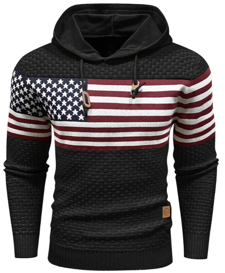 US Vlag Hoodie Heren – Stoere Sweater met Amerikaanse Print