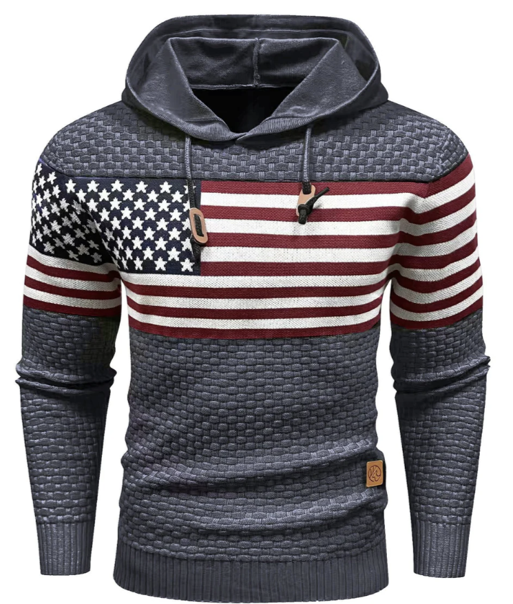 US Vlag Hoodie Heren – Stoere Sweater met Amerikaanse Print