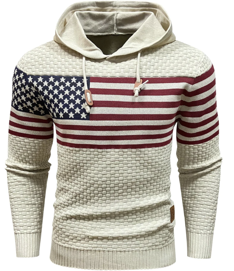 US Vlag Hoodie Heren – Stoere Sweater met Amerikaanse Print