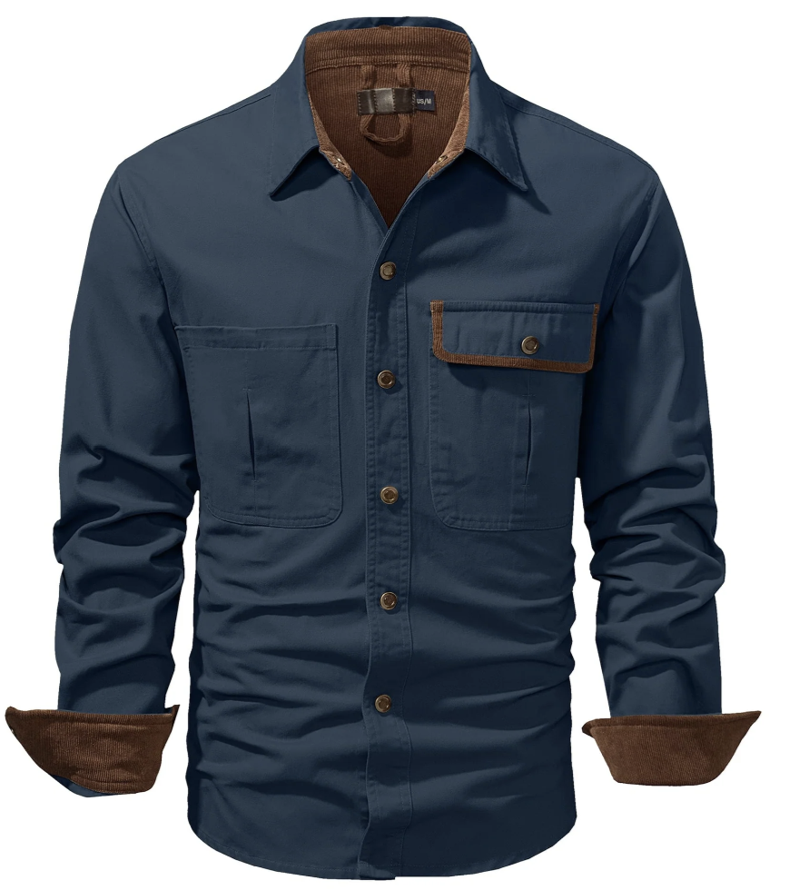 Hugs heren overhemd – Gemaakt van katoen met borstzakken en tweekleurig design