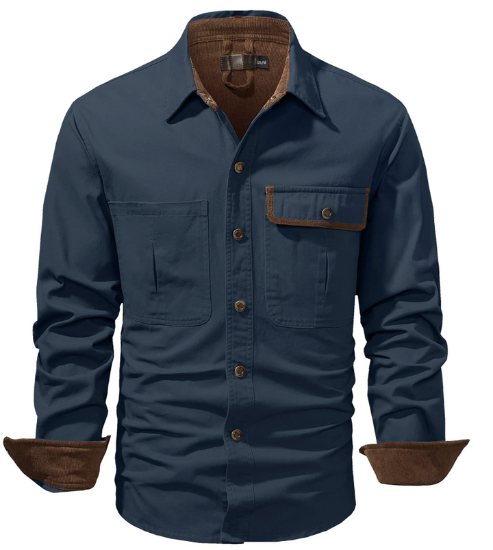 Hugs heren overhemd – Gemaakt van katoen met borstzakken en tweekleurig design