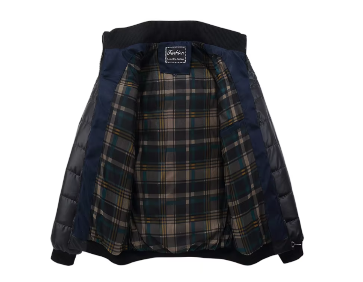 Pepijn Winterjas – Zwarte gewatteerde herenjas met opstaande kraag en isolerende voering