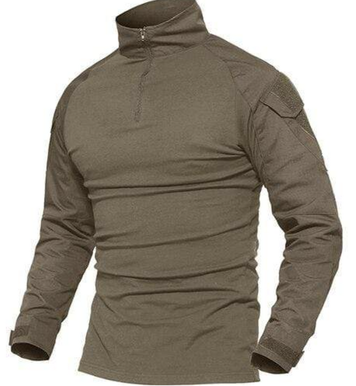 Lambert Tactical Combat Shirt heren – ademend outdoor shirt met ritskraag, schouderzakken en verstelbare mouwen