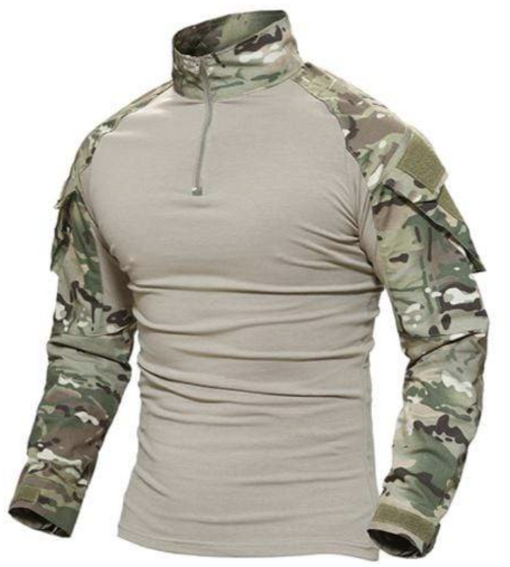 Lambert Tactical Combat Shirt heren – ademend outdoor shirt met ritskraag, schouderzakken en verstelbare mouwen