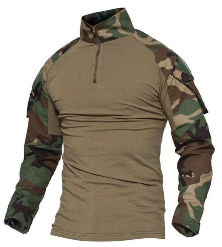 Lambert Tactical Combat Shirt heren – ademend outdoor shirt met ritskraag, schouderzakken en verstelbare mouwen