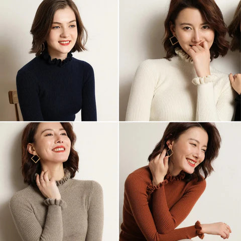 Merel – Warme Gebreide Trui met Hoge Kraag