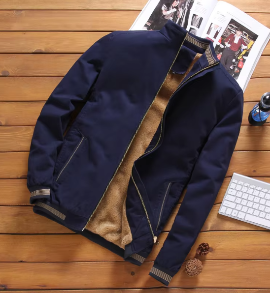 Heren Winterjas Beige – Warme Casual Jas met Zachte Voering en Ritszakken