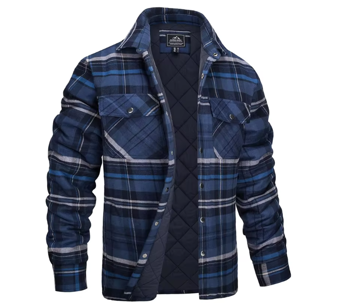 Geruite Herenjas met Voering – Warme Overshirt Jas met Ruitpatroon en Ritssluiting