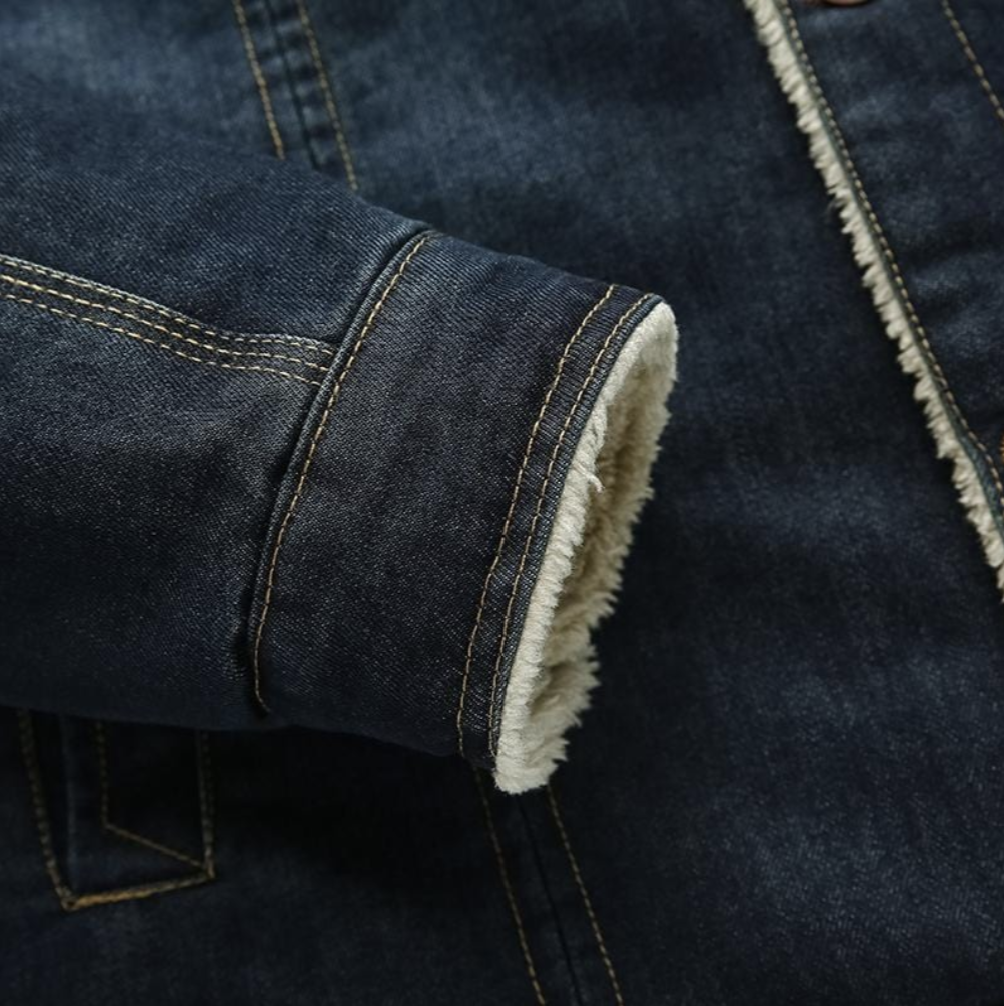 Fleece gevoerde spijkerjas – warme herenjas met denim buitenlaag