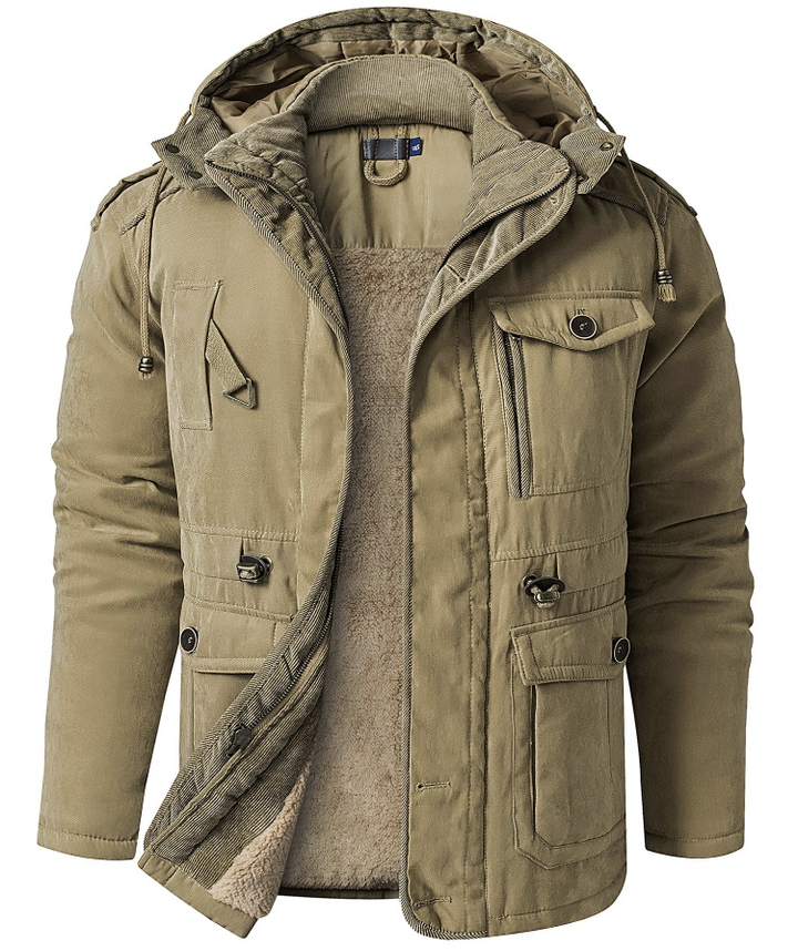 Stefan heren winterjas – warme jas met fleecevoering en verstelbare capuchon