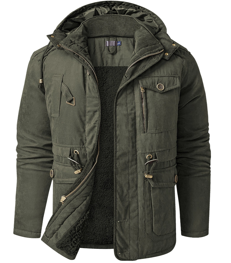 Stefan heren winterjas – warme jas met fleecevoering en verstelbare capuchon