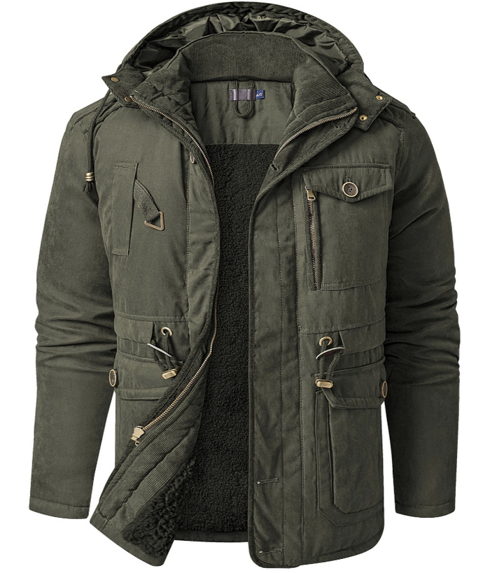 Stefan heren winterjas – warme jas met fleecevoering en verstelbare capuchon