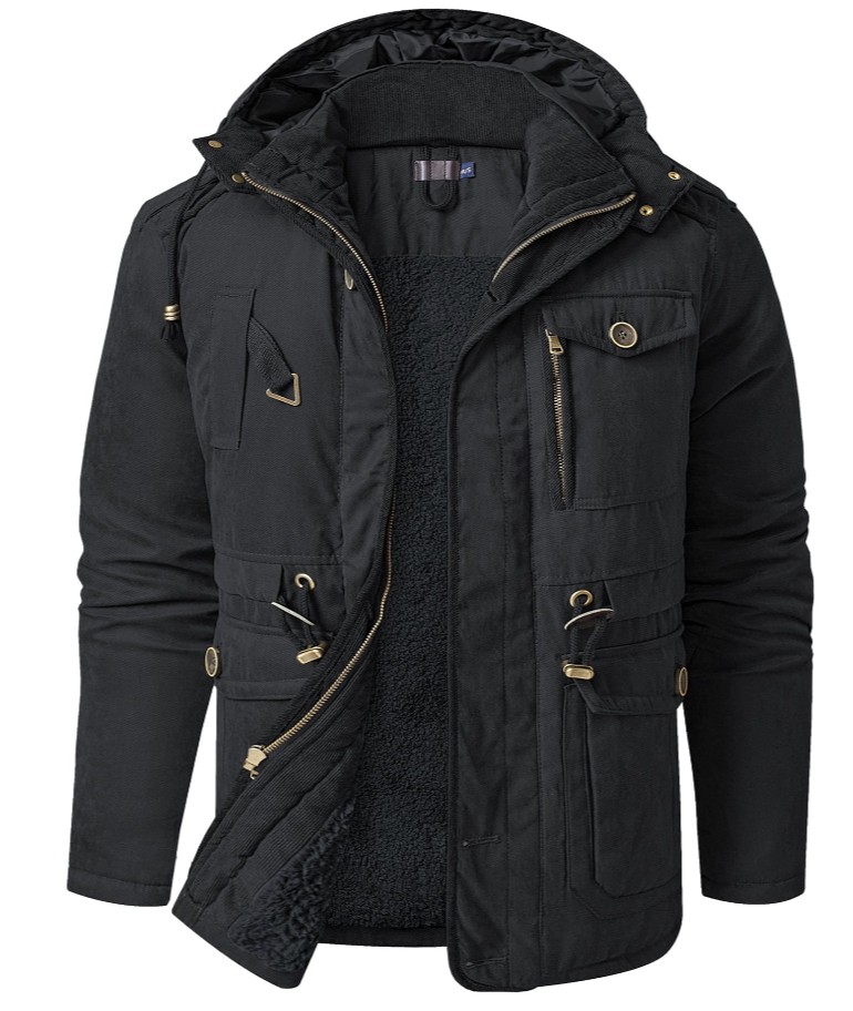 Stefan heren winterjas – warme jas met fleecevoering en verstelbare capuchon