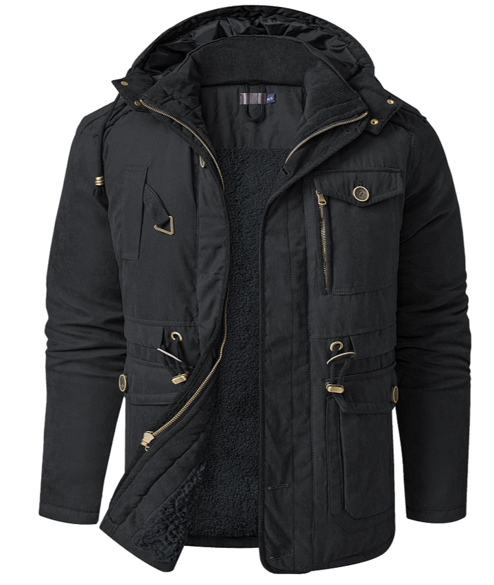 Stefan heren winterjas – warme jas met fleecevoering en verstelbare capuchon