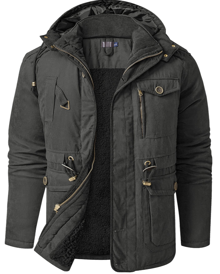 Stefan heren winterjas – warme jas met fleecevoering en verstelbare capuchon