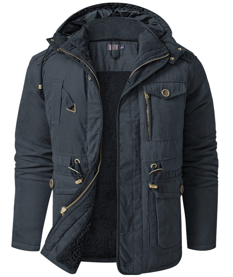 Stefan heren winterjas – warme jas met fleecevoering en verstelbare capuchon