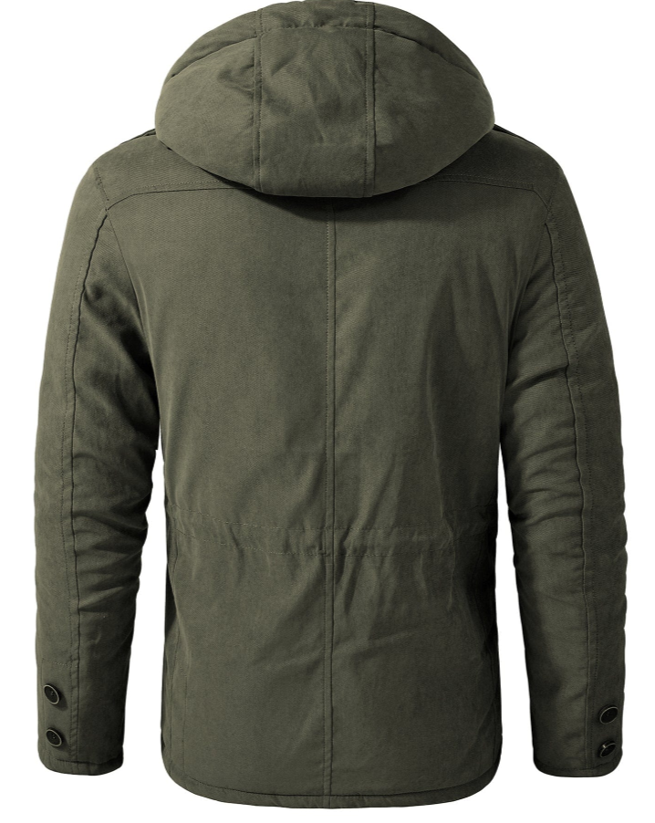 Stefan heren winterjas – warme jas met fleecevoering en verstelbare capuchon