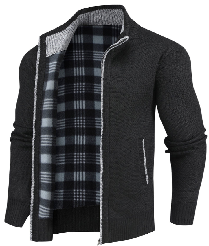 Stell Heren Trui met Rits en Flanellen Voering – Warm, Comfortabel en Stijlvol