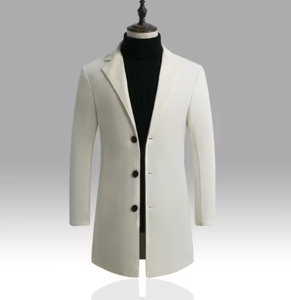 Davor Lange Herenjas – Stijlvolle Overjas met Klassieke Revers